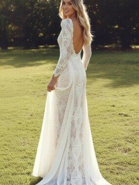 NWT Merry's size 12  Ivory BOHO LACE Wedding Dress